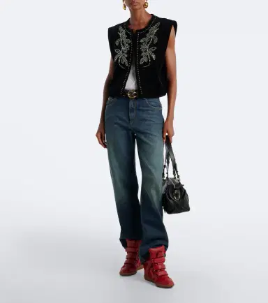 Isabel Marant Beckett leather and suede wedge sneakers | Thumbnail 6