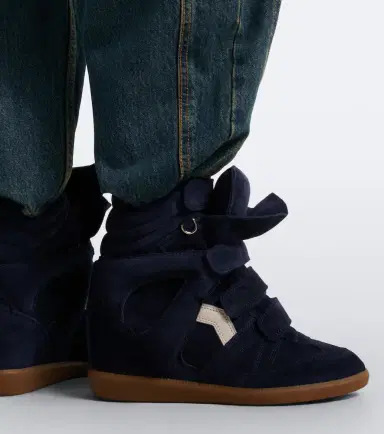Isabel Marant Beckett leather and suede wedge sneakers | Thumbnail 6