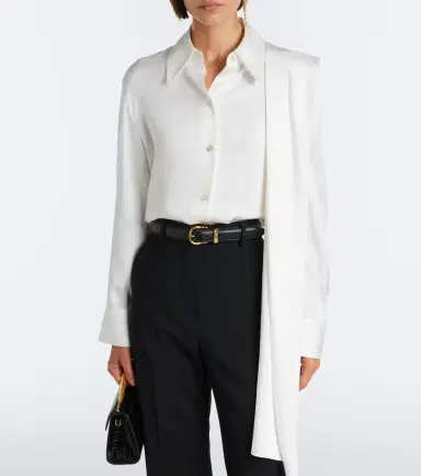 Vince Draped silk-blend satin blouse | Thumbnail 4