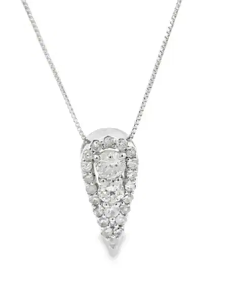 Wish Fine Jewelry 0.25ct Diamond 18K Gold Pear Pendant Necklace