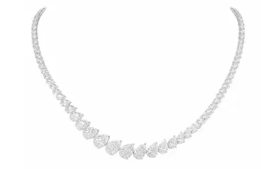 Wish Fine Jewelry 6.24ct Diamond 18K Gold Pear Graduated Tennis Necklace | Thumbnail 1