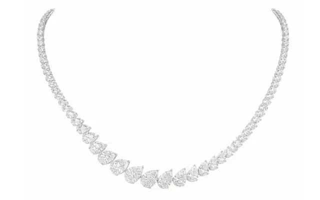 Wish Fine Jewelry 6.24ct Diamond 18K Gold Pear Graduated Tennis Necklace