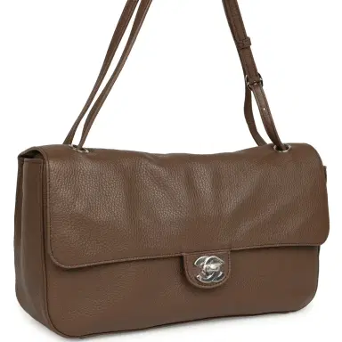 Chanel Chanel Maxi "Souplissimo" Small Flap Bag Brown Grained Calfskin Silver Hardware | Thumbnail 2