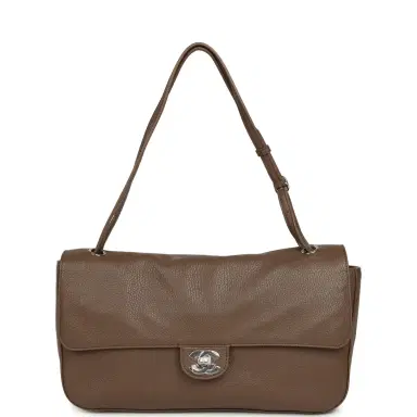 Chanel Chanel Maxi "Souplissimo" Small Flap Bag Brown Grained Calfskin Silver Hardware | Thumbnail 6