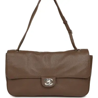 Chanel Chanel Maxi "Souplissimo" Small Flap Bag Brown Grained Calfskin Silver Hardware | Thumbnail 1