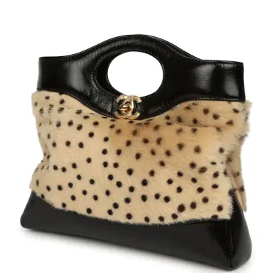 Chanel Chanel Mini "Cheetah Print" 31 Shopper Beige Calf Hair, Black Shiny Lambskin Gold Hardware | Thumbnail 5 Chanel Chanel Mini "Cheetah Print" 31 Shopper Beige Calf Hair, Black Shiny Lambskin Gold Hardware | Thumbnail 5