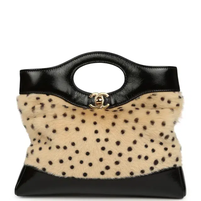 Chanel Mini "Cheetah Print" 31 Shopper Beige Calf Hair, Black Shiny Lambskin Gold Hardware