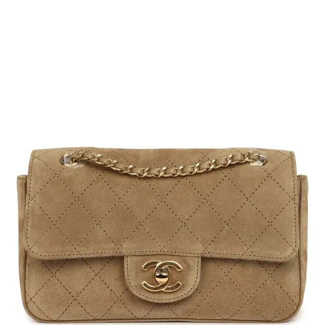 Chanel Chanel Mini "Souplissimo" Flap Bag Beige Suede Gold Hardware