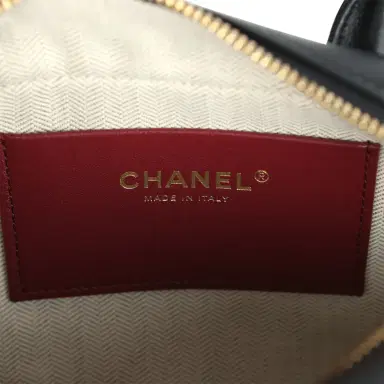 Chanel Chanel Mini Bowling Bag with Strap Black Calfskin Gold Hardware | Thumbnail 10