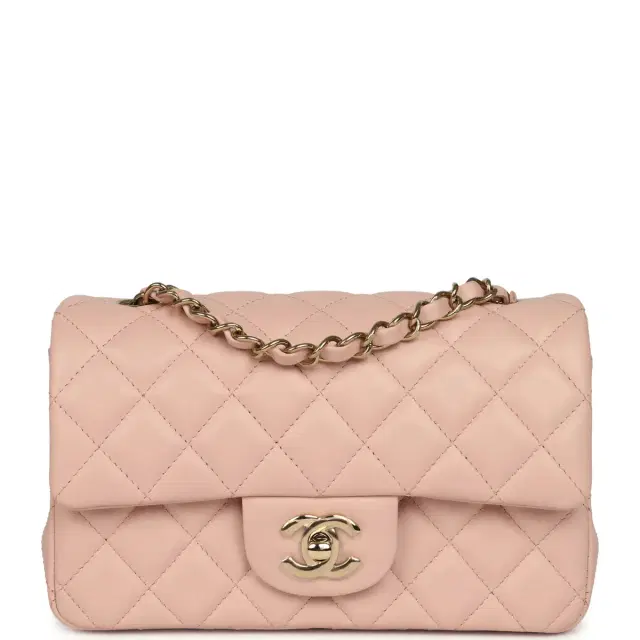 Chanel Chanel Mini Classic Rectangular Flap Bag Light Pink Lambskin Light Gold Hardware
