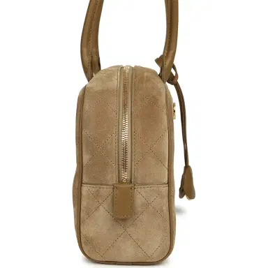 Chanel Chanel Small "Perfect Bowling" Bag Dark Beige Suede Gold Hardware | Thumbnail 3