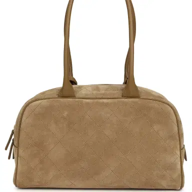 Chanel Chanel Small "Perfect Bowling" Bag Dark Beige Suede Gold Hardware | Thumbnail 4