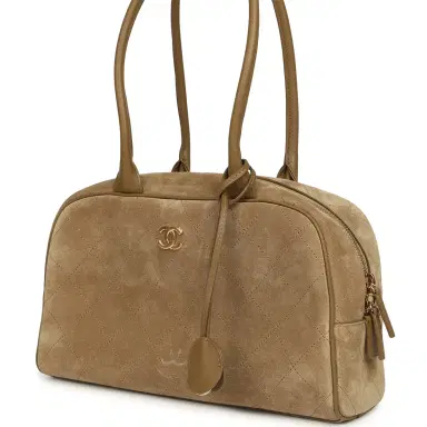 Chanel Chanel Small "Perfect Bowling" Bag Dark Beige Suede Gold Hardware | Thumbnail 5