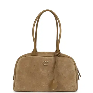 Chanel Chanel Small "Perfect Bowling" Bag Dark Beige Suede Gold Hardware | Thumbnail 7