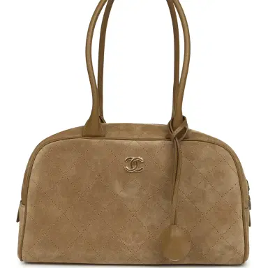 Chanel Chanel Small "Perfect Bowling" Bag Dark Beige Suede Gold Hardware | Thumbnail 1