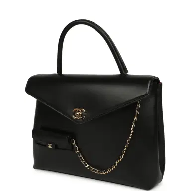 Chanel Chanel Top Handle Envelope Flap Bag Black Calfskin Gold Hardware | Thumbnail 5 Chanel Chanel Top Handle Envelope Flap Bag Black Calfskin Gold Hardware | Thumbnail 5