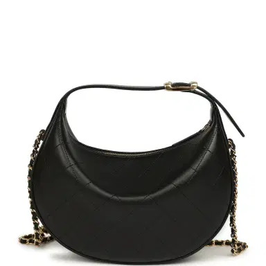 Chanel Chanel Top Handle Soft Hobo with Chain Black Lambskin Gold Hardware | Thumbnail 4