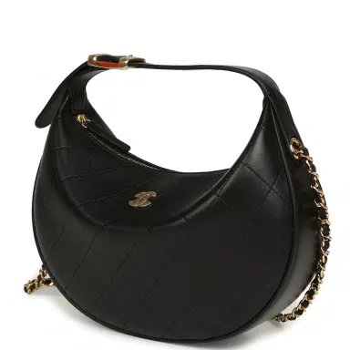 Chanel Chanel Top Handle Soft Hobo with Chain Black Lambskin Gold Hardware | Thumbnail 5