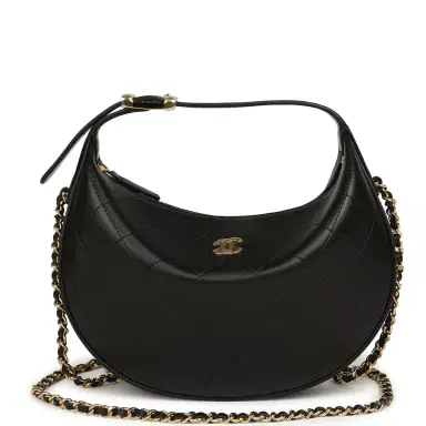 Chanel Chanel Top Handle Soft Hobo with Chain Black Lambskin Gold Hardware | Thumbnail 1
