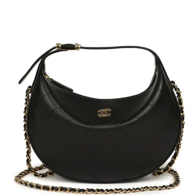 Chanel Chanel Top Handle Soft Hobo with Chain Black Lambskin Gold Hardware