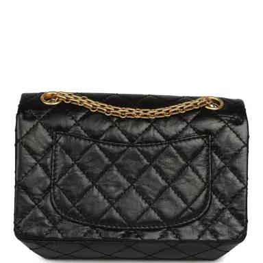 Chanel Pre-owned Chanel Mini Reissue 224 2.55 Flap Bag Black Crumpled Aged Calfskin Antique Gold Hardware | Thumbnail 4