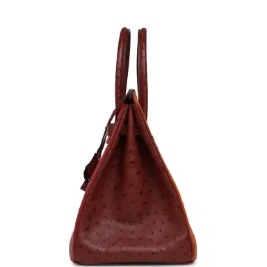 HERMÈS Vintage Hermes Birkin 35 Tangerine, Rouge H, Rouge Vif Ostrich Gold Hardware | Thumbnail 4