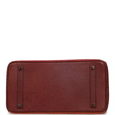 HERMÈS Vintage Hermes Birkin 35 Tangerine, Rouge H, Rouge Vif Ostrich Gold Hardware | Thumbnail 6