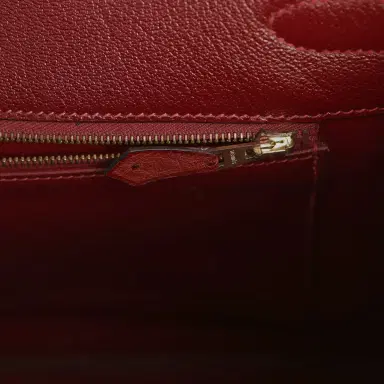 HERMÈS Vintage Hermes Birkin 35 Tangerine, Rouge H, Rouge Vif Ostrich Gold Hardware | Thumbnail 8