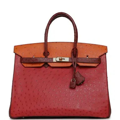 HERMÈS Vintage Hermes Birkin 35 Tangerine, Rouge H, Rouge Vif Ostrich Gold Hardware | Thumbnail 1