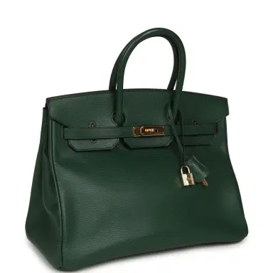 HERMÈS Vintage Hermes Birkin 35 Vert Anglais Ardennes Gold Hardware | Thumbnail 2 HERMÈS Vintage Hermes Birkin 35 Vert Anglais Ardennes Gold Hardware | Thumbnail 2