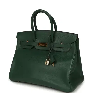 HERMÈS Vintage Hermes Birkin 35 Vert Anglais Ardennes Gold Hardware | Thumbnail 5 HERMÈS Vintage Hermes Birkin 35 Vert Anglais Ardennes Gold Hardware | Thumbnail 5