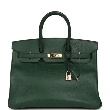 HERMÈS Vintage Hermes Birkin 35 Vert Anglais Ardennes Gold Hardware | Thumbnail 1 HERMÈS Vintage Hermes Birkin 35 Vert Anglais Ardennes Gold Hardware | Thumbnail 1