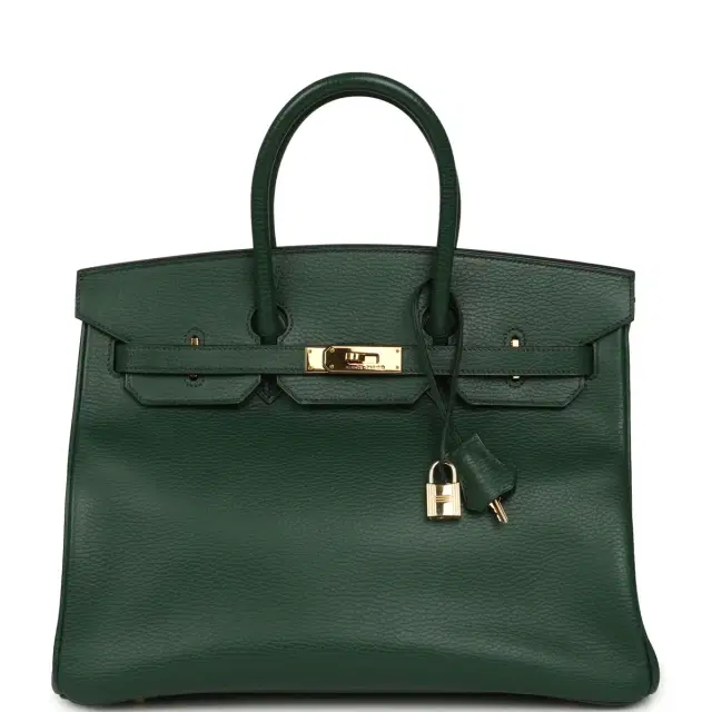 HERMÈS Vintage Hermes Birkin 35 Vert Anglais Ardennes Gold Hardware