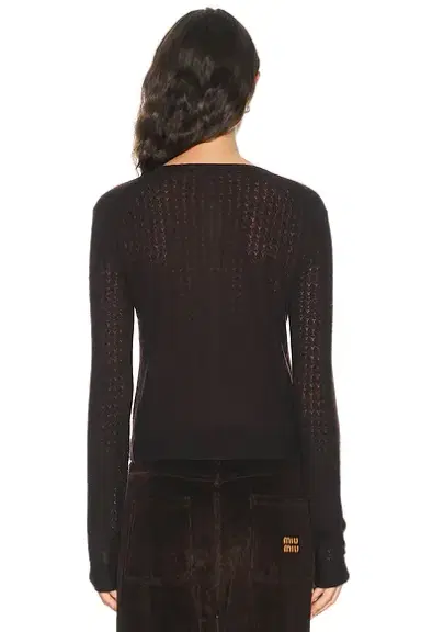 Miu Miu Cashmere Silk Pizzo Cardigan | Thumbnail 3 Miu Miu Cashmere Silk Pizzo Cardigan | Thumbnail 3