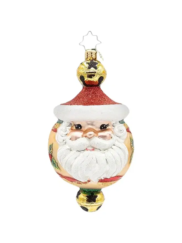 Christopher Radko Whimsical Santa Holly Jingle Joy Glass Ornament