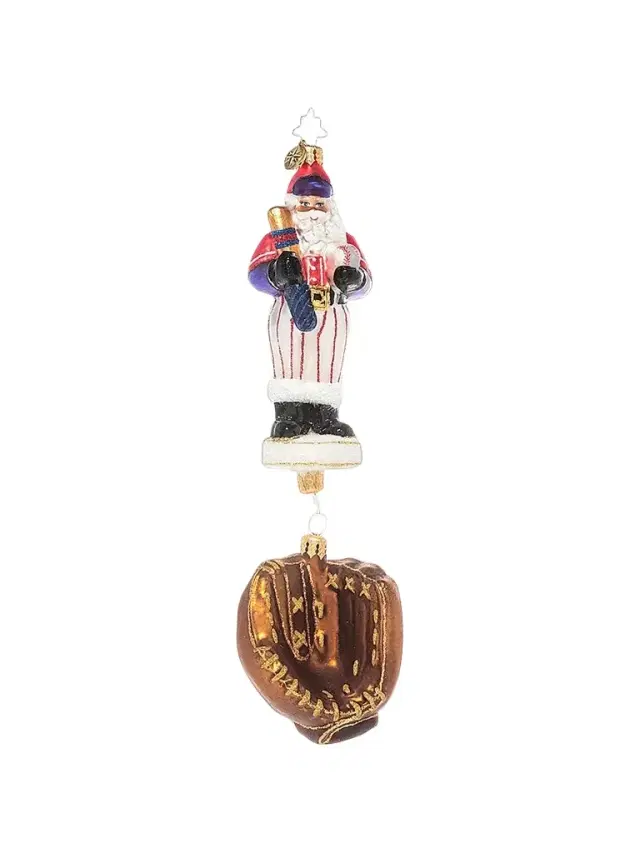 Christopher Radko Slugger Santa Glass Ornament