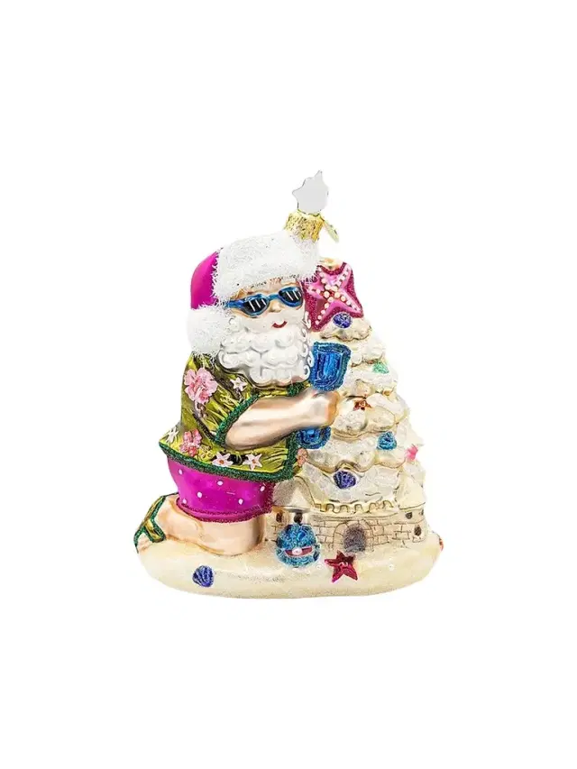 Christopher Radko Surf & Sun Sandy Claus Castle Glass Ornament