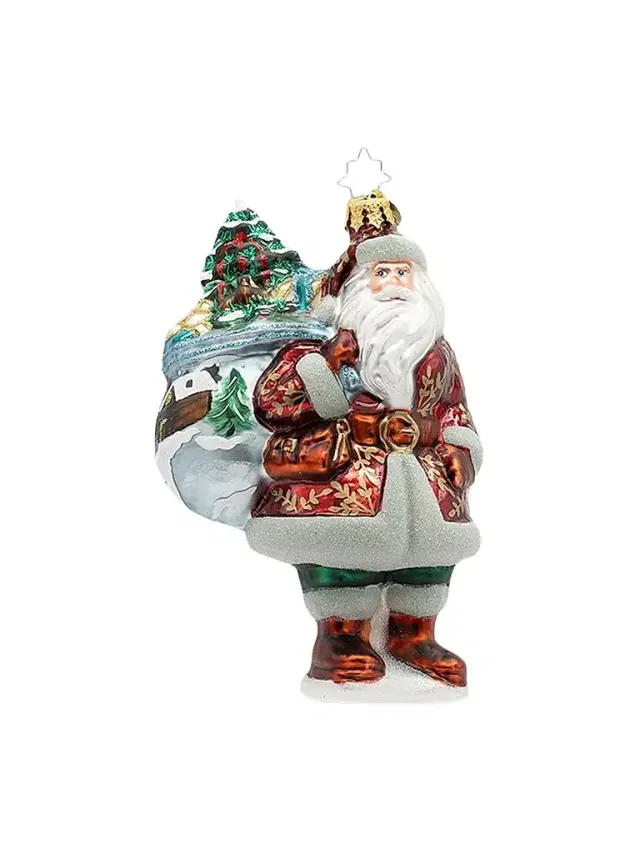 Christopher Radko European Santa Woodland Noel Glass Ornament