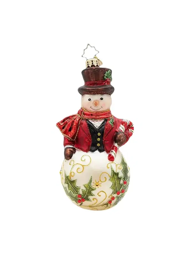 Christopher Radko Traditional Snowman The Jingle Gent Glass Ornament