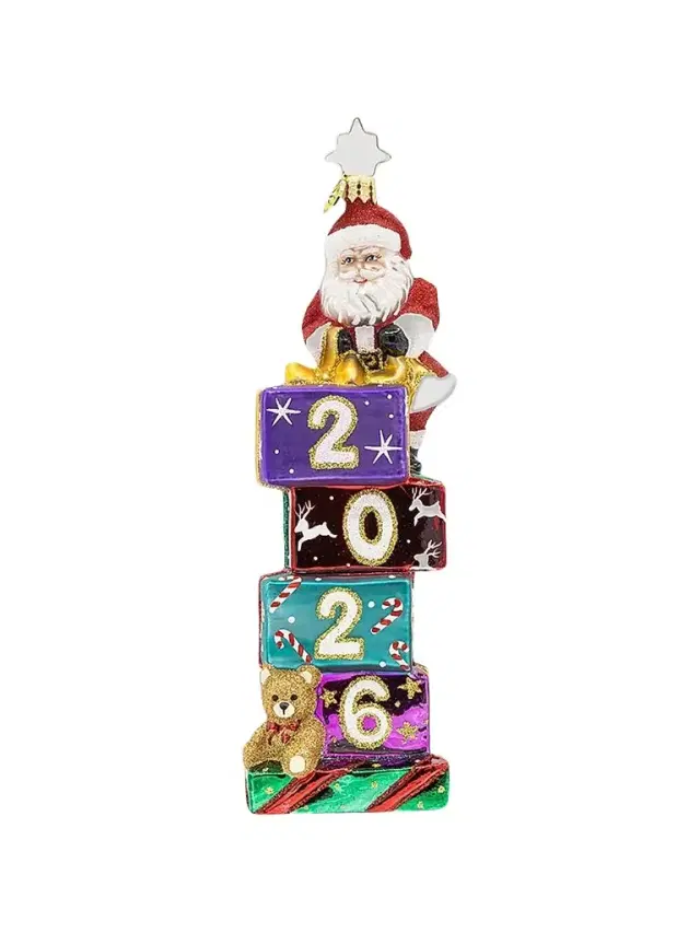 Christopher Radko 2026 Stacking Up The Years Glass Ornament
