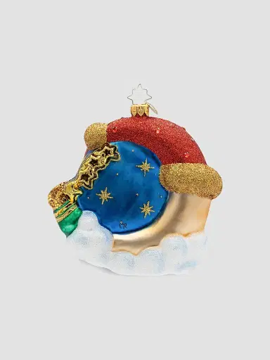 Christopher Radko American Santa Crescent Wishes Santa Glass Ornament | Thumbnail 2 Christopher Radko American Santa Crescent Wishes Santa Glass Ornament | Thumbnail 2