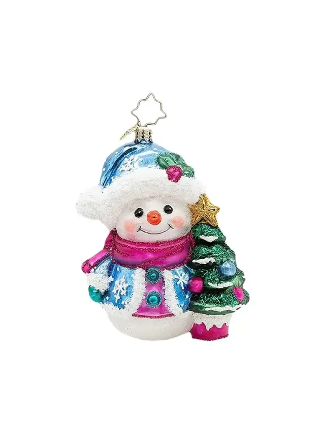 Christopher Radko Frosted Flurries Glass Snowman Ornament