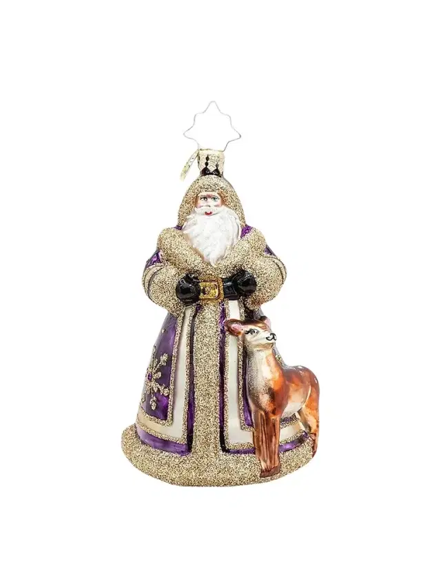 Christopher Radko Woodland Wonder Santa Glass Ornament