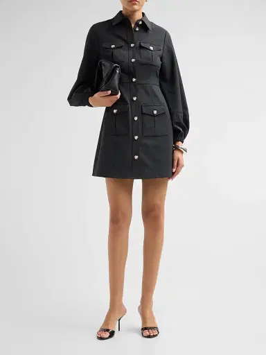 Cinq à Sept Women's Lumira Pearlescent-Button Dress - Black | Thumbnail 2