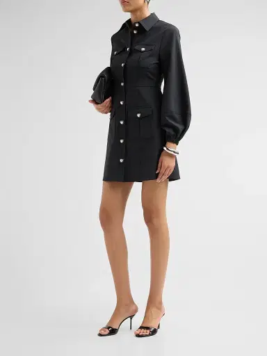 Cinq à Sept Women's Lumira Pearlescent-Button Dress - Black | Thumbnail 4