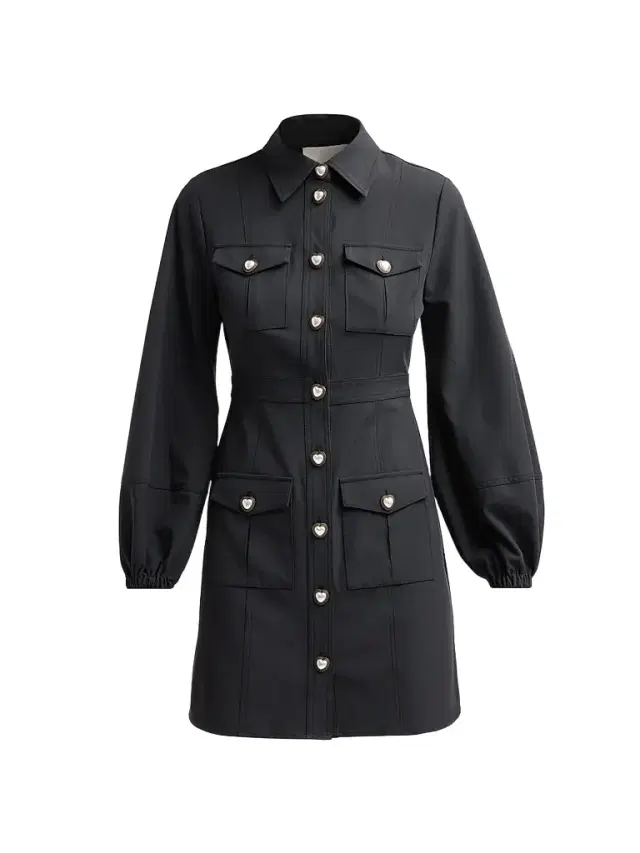 Cinq à Sept Women's Lumira Pearlescent-Button Dress - Black