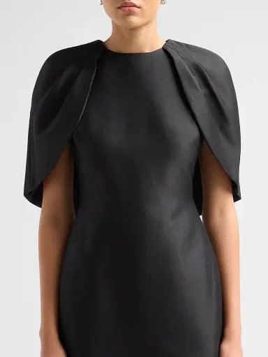 Badgley Mischka Women's Mikado Cape-Shoulder Sheath Dress - Black | Thumbnail 5