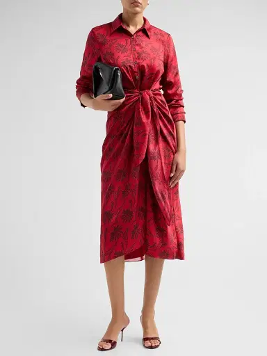 Cinq à Sept Women's Jacey Paisley Fan Midi Dress - Warm Cranberry Black | Thumbnail 2
