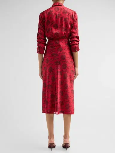 Cinq à Sept Women's Jacey Paisley Fan Midi Dress - Warm Cranberry Black | Thumbnail 3