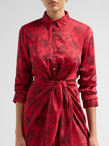 Cinq à Sept Women's Jacey Paisley Fan Midi Dress - Warm Cranberry Black | Thumbnail 5